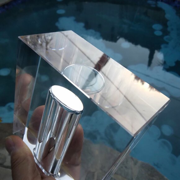 MCM Style TIZO Solid Heavy Lead Crystal Rectangular Bud Vase - Picture 12 of 12